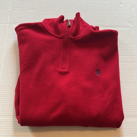 VTG-polo by Ralph Lauren-L-red-quarter zip, embroidered logo,long sleeve,sweater - Picture 3 of 14